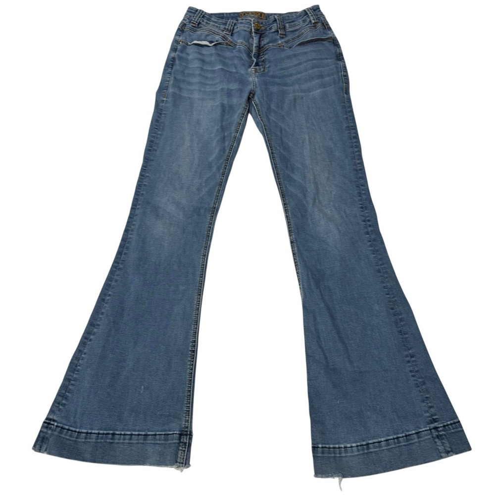 Rock & Roll Cowgirl‎ Jeans Womens 29x34 High Rise Flare Dark Wash Denim
